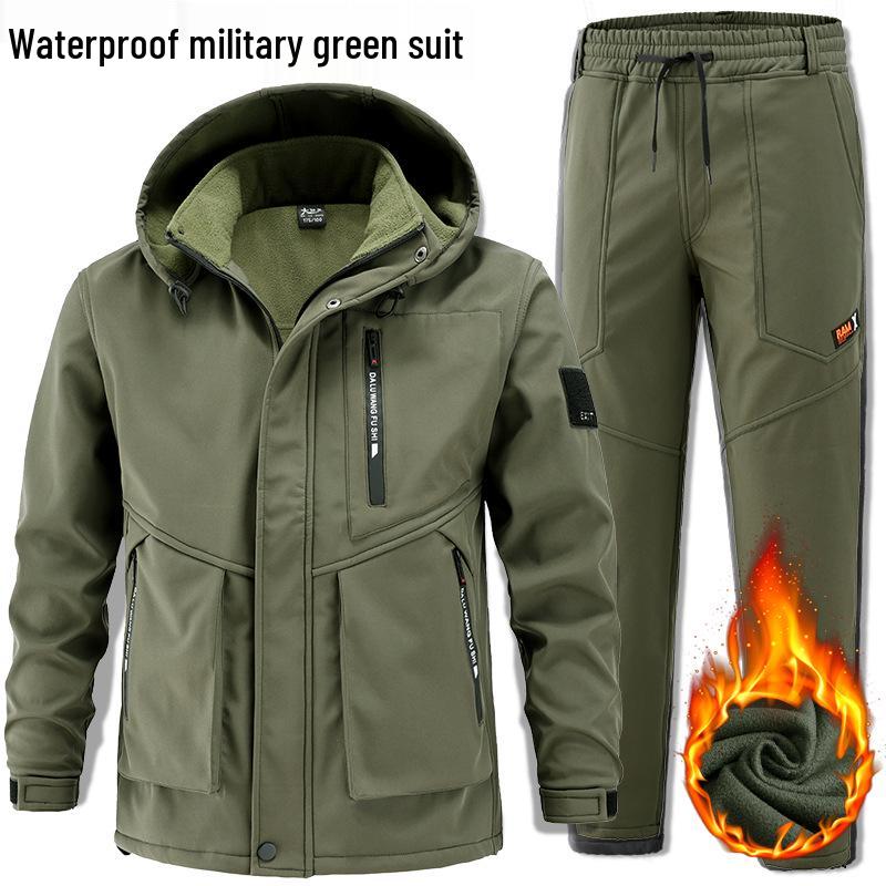 

Men s Fleece-Lined Waterproof Winter Workwear Set - Warm, Windproof, Outdoor Mountaineering Suit 165 (100-120 jins)