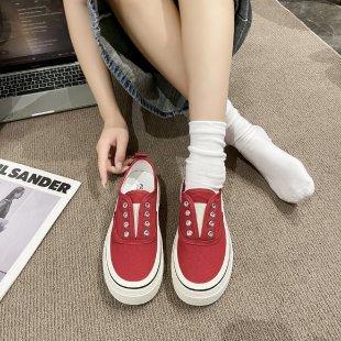 Scarpe da Ginnastica in Tela Retro con Suola Spessa Casual Traspiranti da Donna per Primavera e Autunno