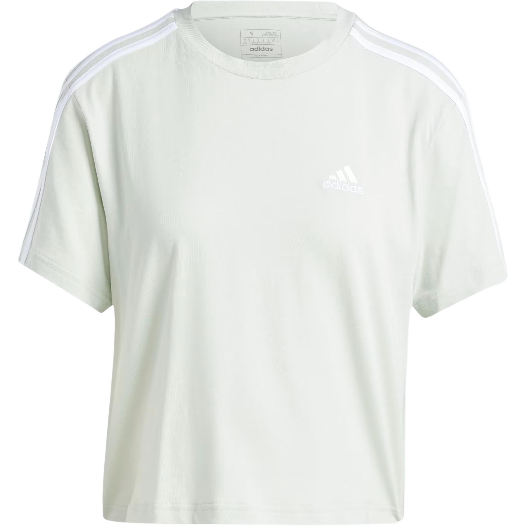 

Adidas Striped Loose Short Sleeve T-Shirt Women tops Linen-Green IY4228 XS