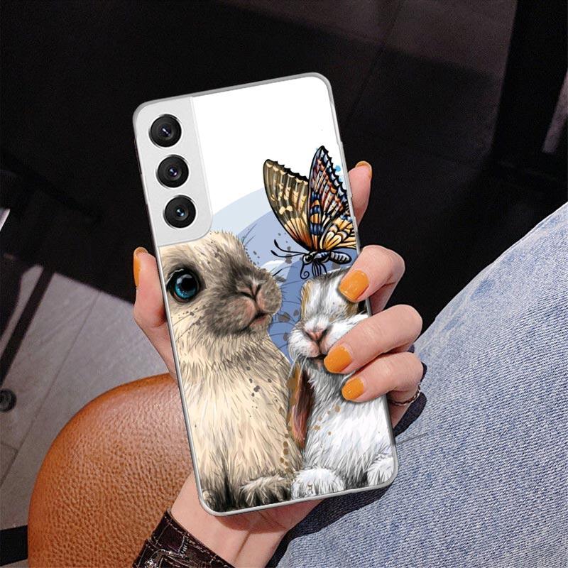 

Cute Bunny Baby Rabbits Phnoe Case for Samsung Galaxy S26 S25 Edge S23 S24 Ultra S22 Plus S21 S20 FE Unique Cover Soft Coque Gal Samsung S21 FE