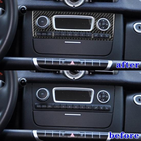 Black Multimedia Button Panel Carbon Fiber Sticker For Benz Smart Fortwo 2011-15