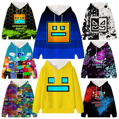 Angry Geometry Dash Hoodie Kinderkleidung Kind Mädchen Jungen Sweatshirt Manga Hoody Baby Casual Pullover Sportbekleidung