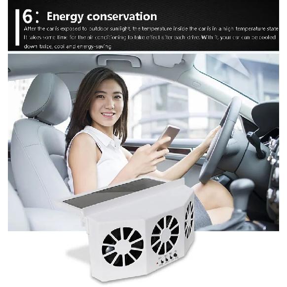 Solar Car Fan USB Rechargeable Exhaust Fan Air Circulation Cooling and Heat Dissipation High Wind Power 3 Head Ventilation Fan