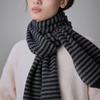 COQUET Atelier Stripe Knit Muffler Black Charcoal