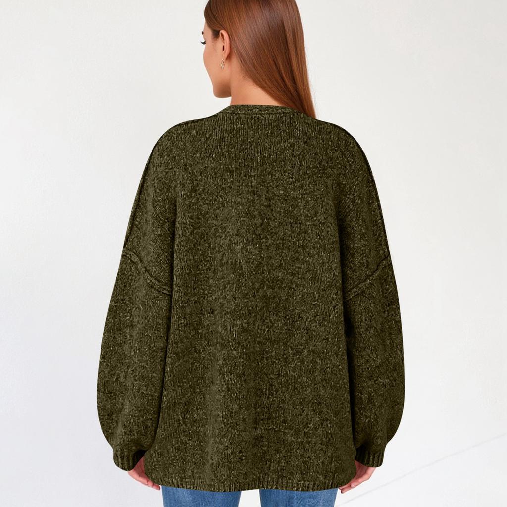 Women's Fashion Solid Color Coats Long Sleeved Knitted Casual Cardigan Sweater Jacket