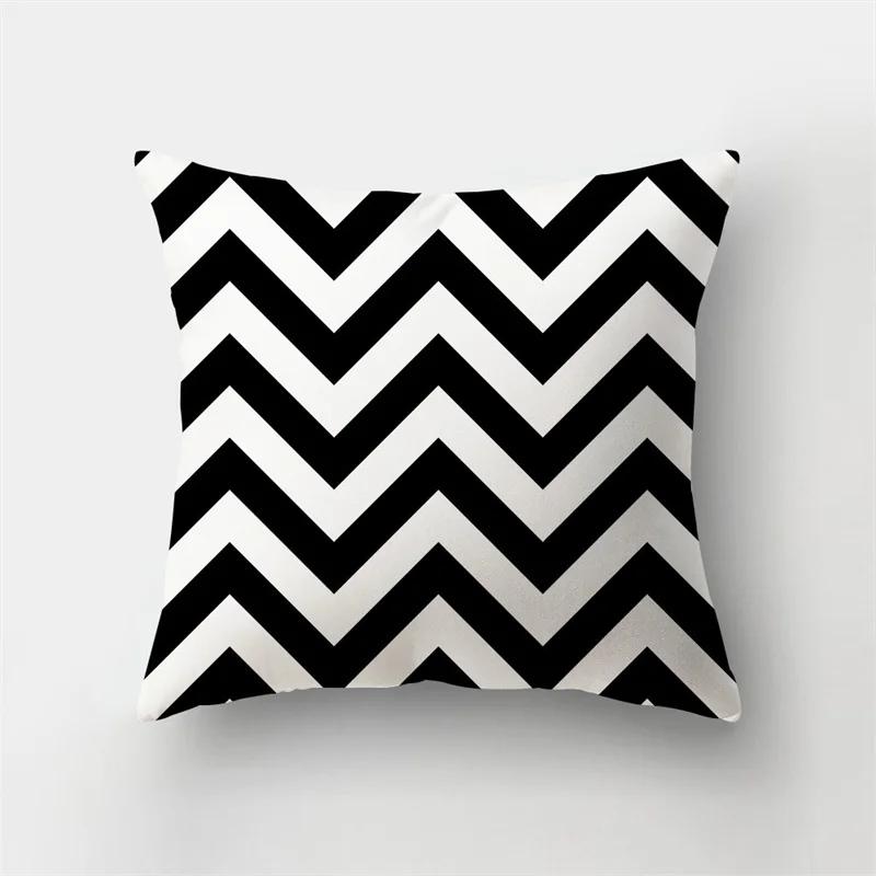 Simple Yellow Black Geometric Cushion Cover For Sofa Wave Line Square Pillow Case Letter Pillowslip Household Home Decor
