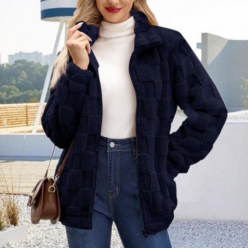 

IHUASU Women s Vintage Casual Solid Color Print Autumn Winter Long Sleeve Jackets & Coats Unique design 3XL Темно-синій