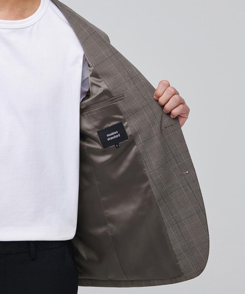 Musinsa Standard Glen Check Basic Blazer [Dark Beige]