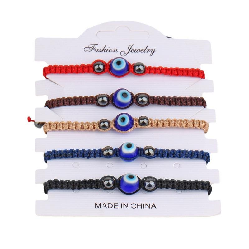 Devil's Eye Adjustable Woven Blue Bracelet with Glass Bead