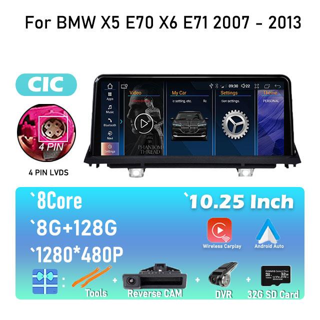 Android 14 For BMW X5 E70 X6 E71 2007 - 2013 Original CCC or CIC System Car Radio Stereo Video Player GPS Navigation Multimedia