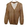 Salvatore Ferragamo Long sleeve V-neck linen cardigan M Brown Women Used