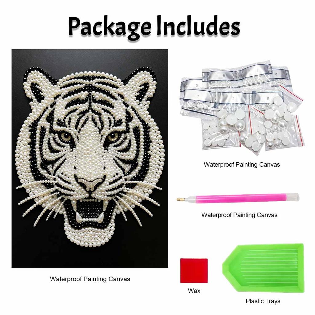 DIY Pearl Diamond Art Painting Kits for Adult and Beginners, Fierce Tiger Sparkling Painting Craft Home Wall Decor Handmade Gift