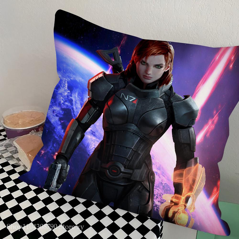 Mass Effect Legendary Edition Наволочка Квадратная Подушка Спальня Диван Отдых Комфортная Подушка Автомобиль Гостиная Домашний Декор 16x16Inch