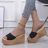 Damen Bequeme Plateau-Sandalen mit offenem Zehenbereich, High Heels, lässige Slipper, strapazierfähige Keilabsatz-Pantoletten, Slides