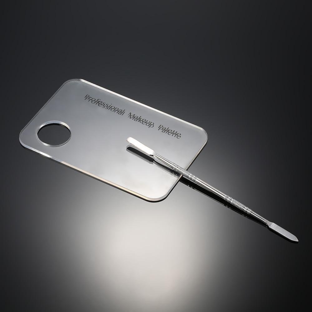 Stainless Steel Nail Art Palette With Spatula Tool Stainless Steel Palette  For Pigment Blending