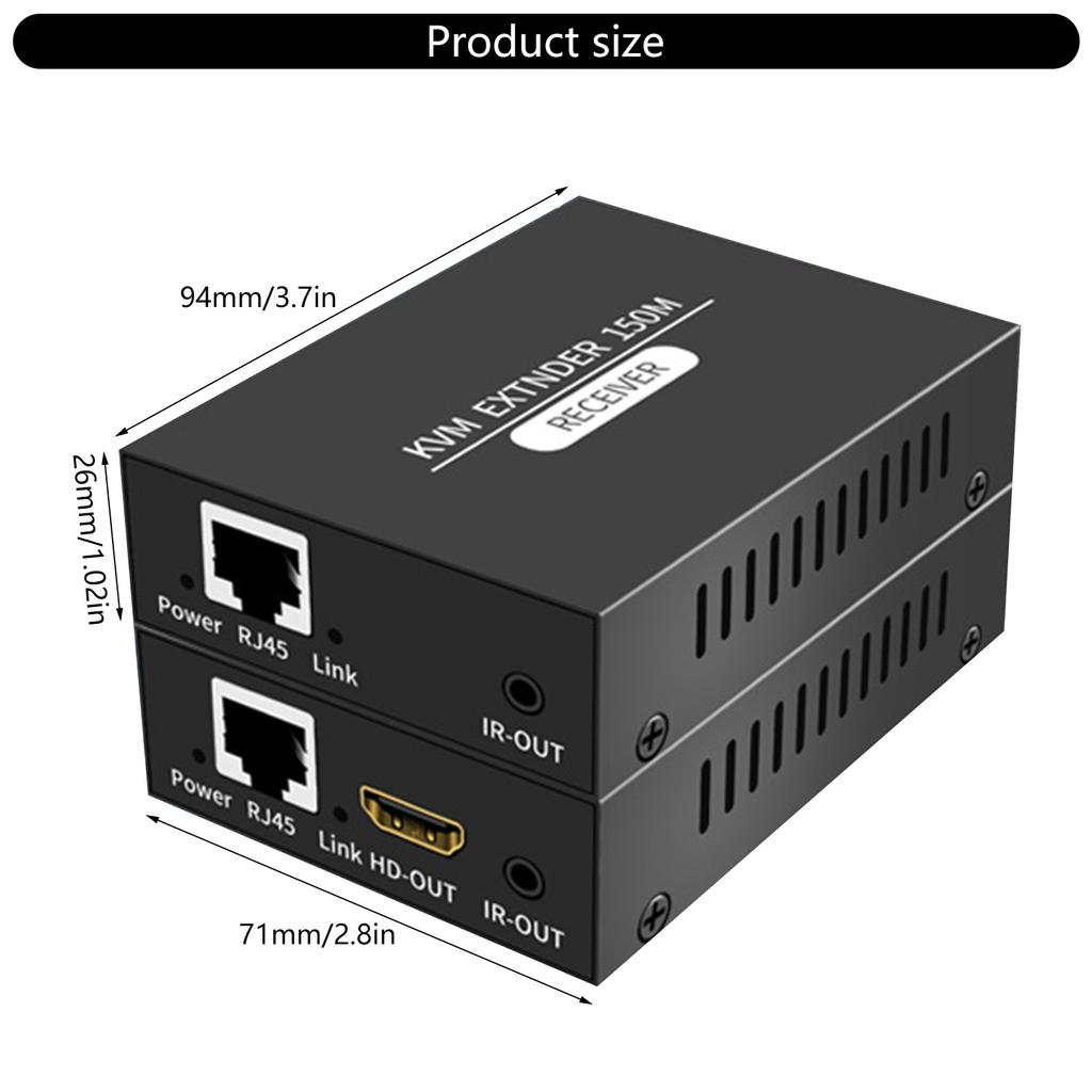 HDTV KVM USB Extender 150M 3 USB Port Plug and Play for  Keyboard and Mouse USB Over Ethernet Transmitter Receiver