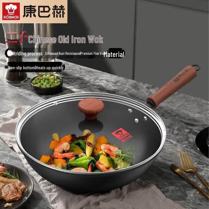 KÖBACH 32cm Uncoated Cast Iron Wok