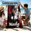 Custom Name Personalized Makima Chainsaw Man Print Beach Towel, for Trip Camping Beach Party Home Decor, Birthday Gift for Family & Friends