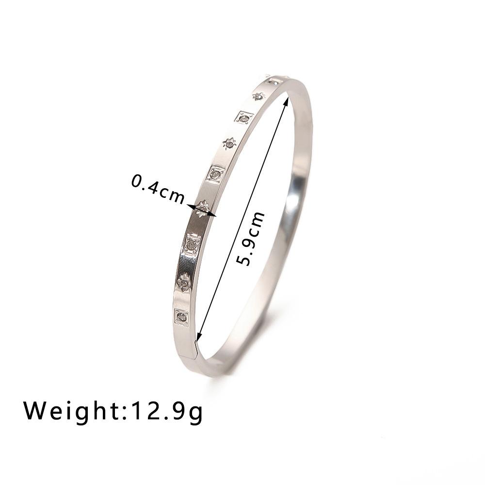 Тонкий браслет-бангл из нержавеющей стали 4 мм с инкрустацией бриллиантом Polaris, открывающийся браслет для женщин