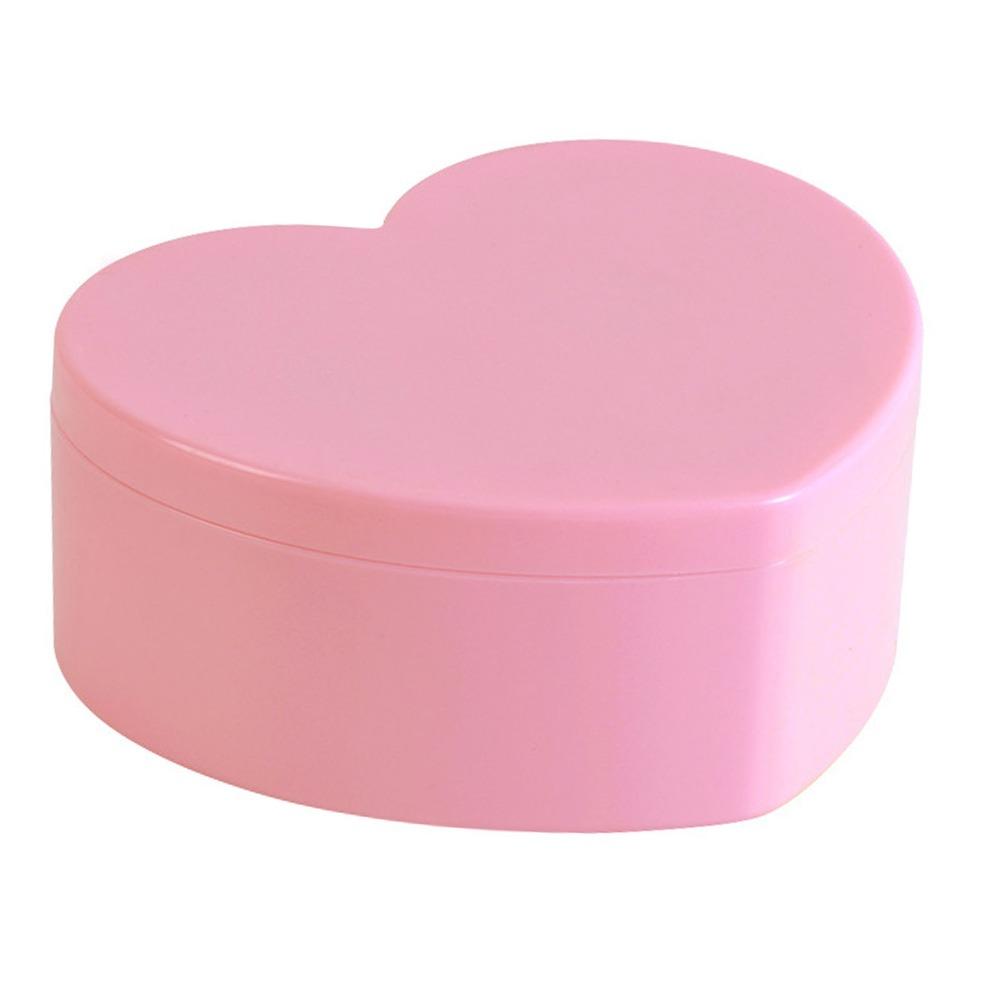 Pink Color Heart Shape Jewelry Box Small Size Plastic Jewelry Organizer Case With Mirror Portable Jewelry Storage Box