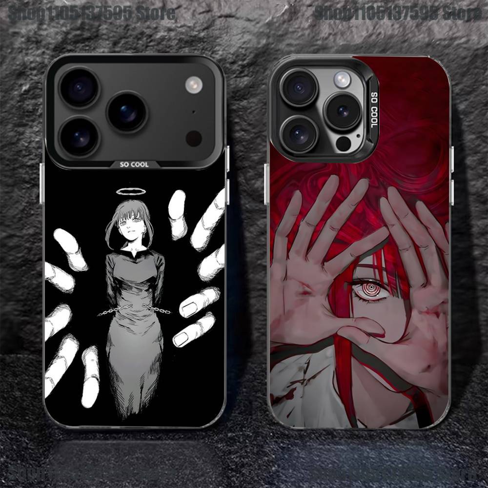 Anime M-Makima Phone Case For iPhone 17,16,15,14,13,12,11,Pro,XS,Max,Plus,Mini,SE4,E Black Matte Shockproof Cover