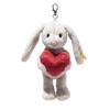 Steiff Hoppie Rabbit Soft Keyring 15cm - Light Gray with Red Heart