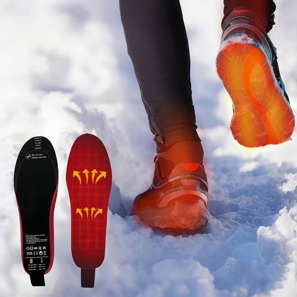 Foot Warmer 3-Temperature Adjustable Electric Heated Plantar Insoles Rechargeable Heated Insoles for Hunting and Outdoor Sports