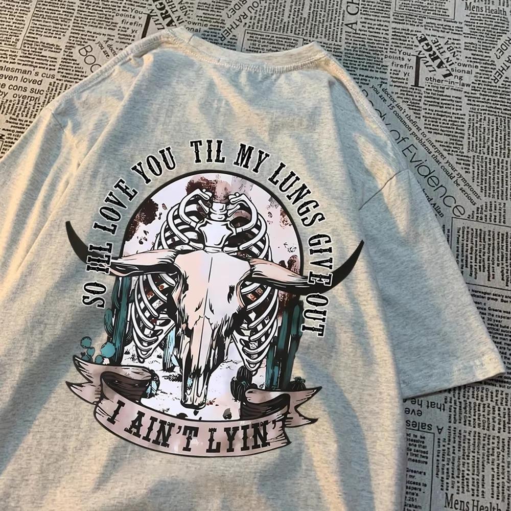 0Quindi ti amerò finché i miei polmoni non si esauriranno Magliette da uomo e donna Moda Estiva Magliette Anime Traspiranti Maglietta in Cotone Hip Hop Streetwear