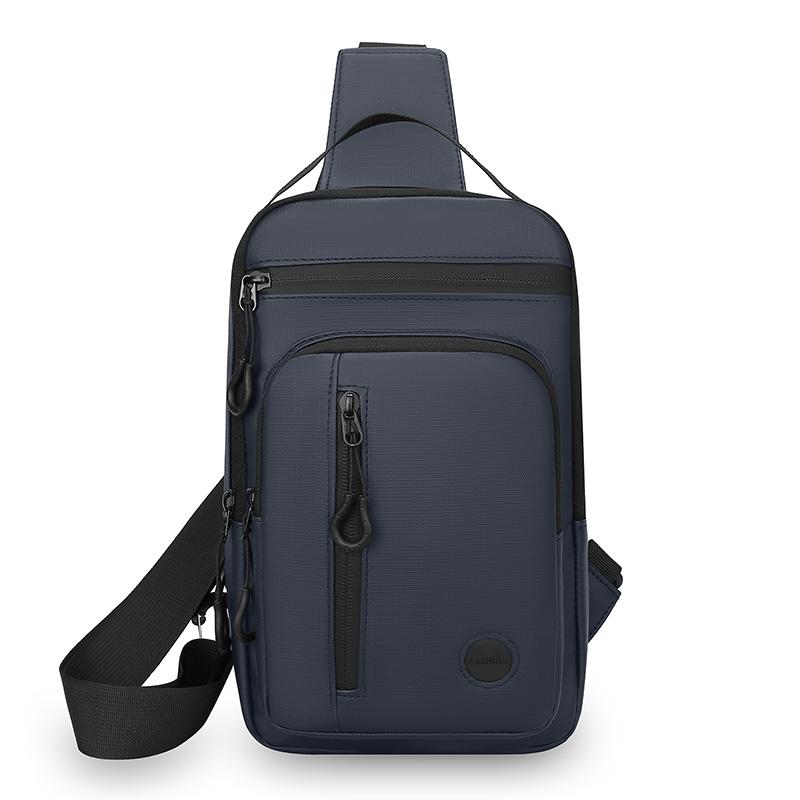 Men's crossbody bag with mobile phone pocket, adjustable shoulder strap, multi pocket chest bag, suitable for leisure, sports, a