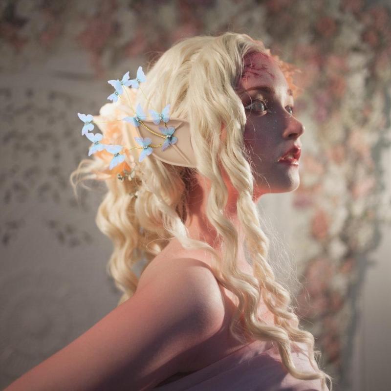 Elfie Uszy Uszy Wróżki Uszy Elfów z Motylem Obce Uszy Spiczaste Uszy na Imprezę Cosplay Uszy