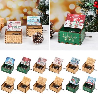 Classical Xmas New Year Merry Christmas Hand Crank Music Box Musical Boxes