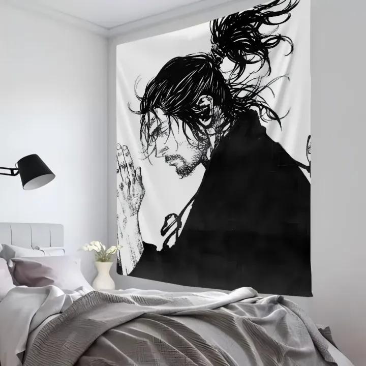1pc Vintage Anime MMiyamoto MMusashi Vagabond Bushido Warrior Tapestry Wall Cloth Party Hanging Background Baby Room