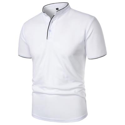 Summer Men's Short Sleeve T Shirts Solid Color Stand Collar Smart Casual Tshirts Men Slim Fit Lightweight Pull On Tees Tops Man