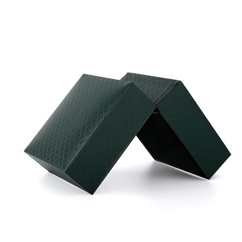 Flip-top Solid Color Jewelry Watch Storage Box with Embossed Design