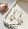 S925 Sterling Silver Pearl Tassel Long Ear Hook Earrings - Fashionable & Versatile.