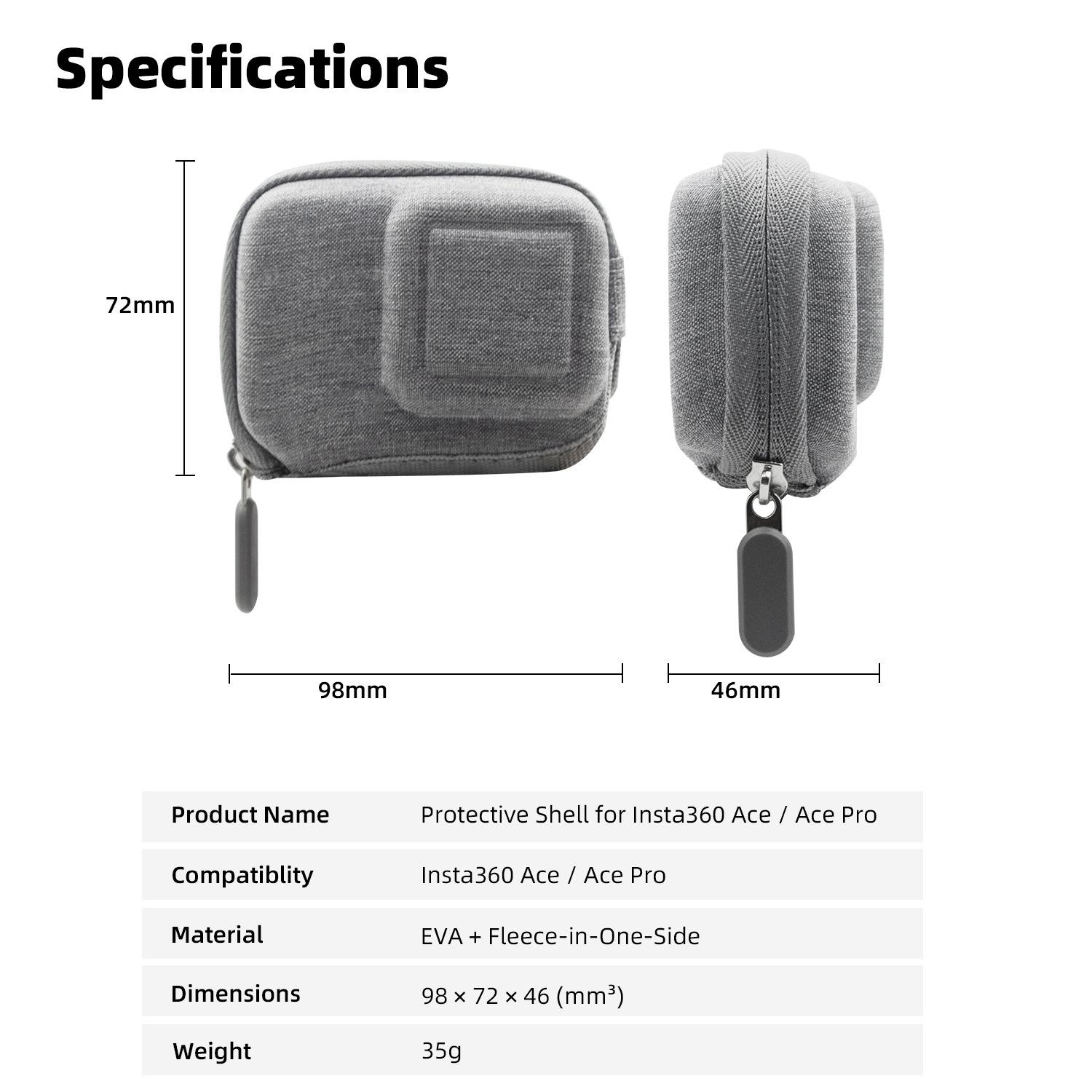 

Защитный мини-чехол для Insta360 Ace Pro/Ace Body Bag Мини-коробка для хранения спортивной камеры для Insta360 Ace Pro/Ace Чехол для аксессуаров