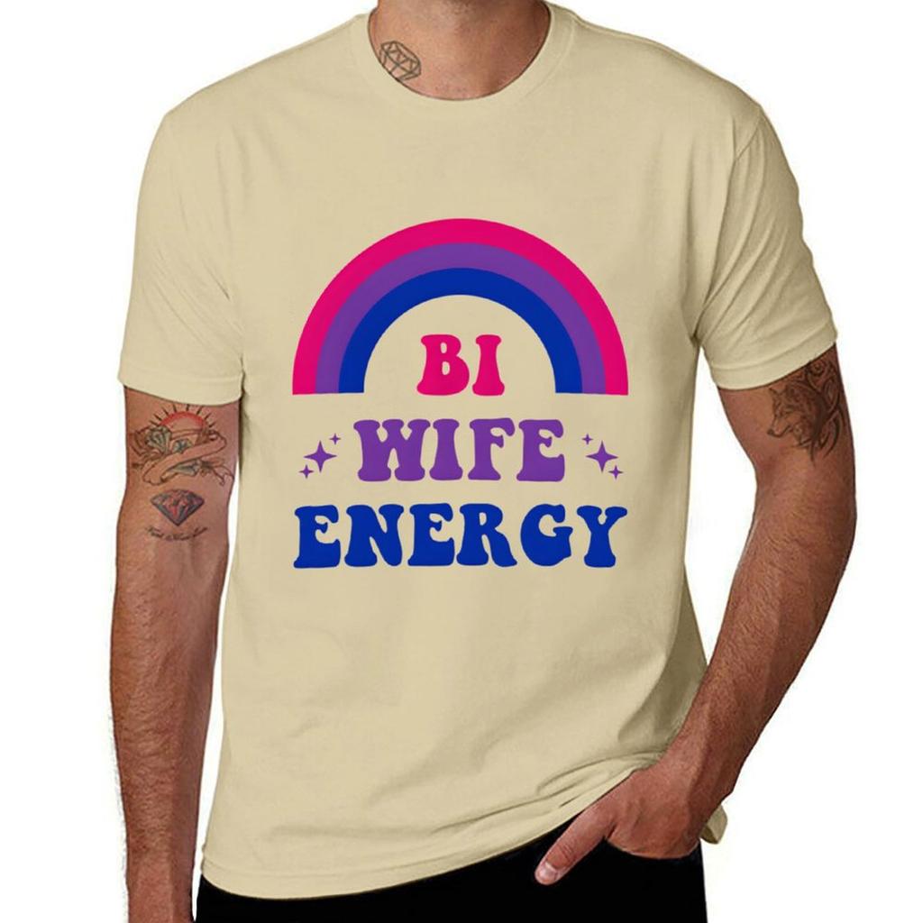 Bi Wife Energy Duma Biseksualna Flaga Biseksualna Wsparcie LGBTQ T-shirt grafika moda koreańska męskie białe t-shirty