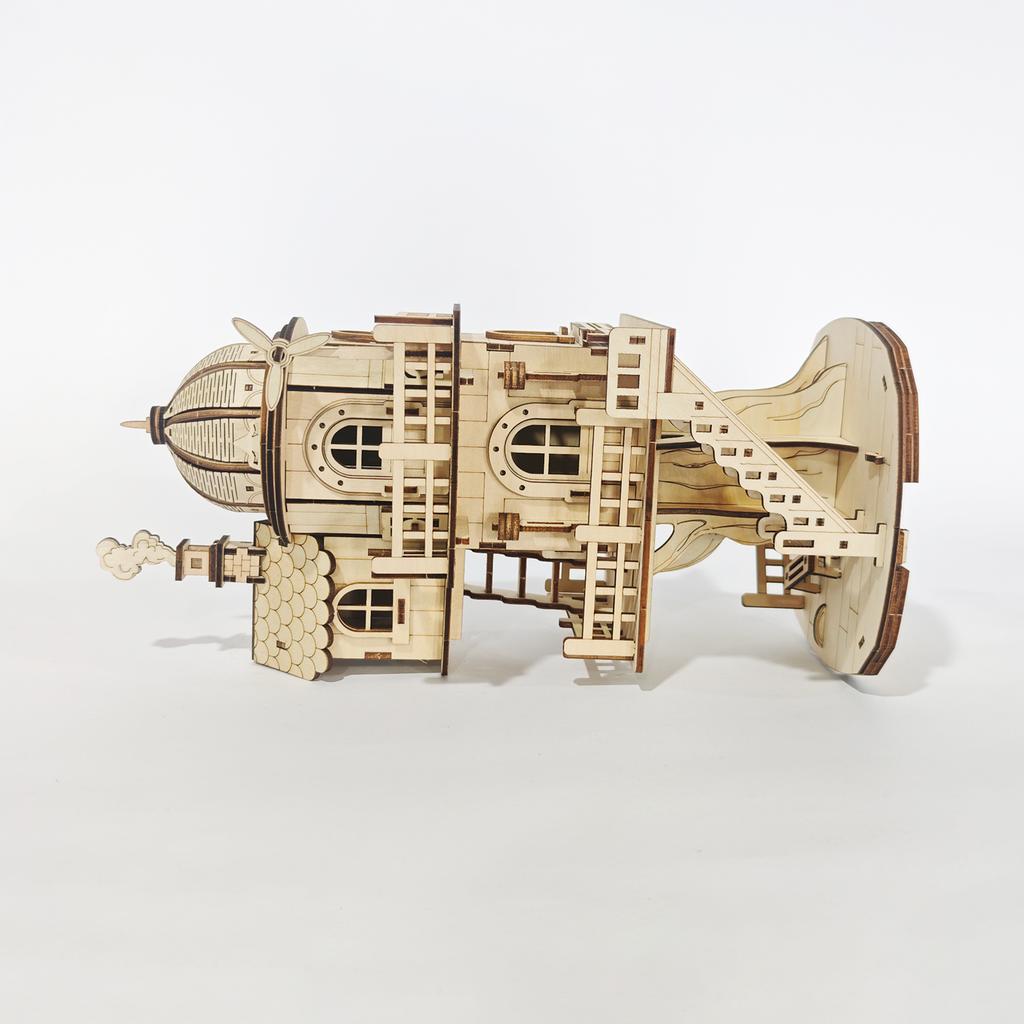 3D Wooden Treehouse Puzzle Model - Multi-Level Dome Building Toy with Balcony & Stairs, Handmade DIY Craft for Christmas Hallowe