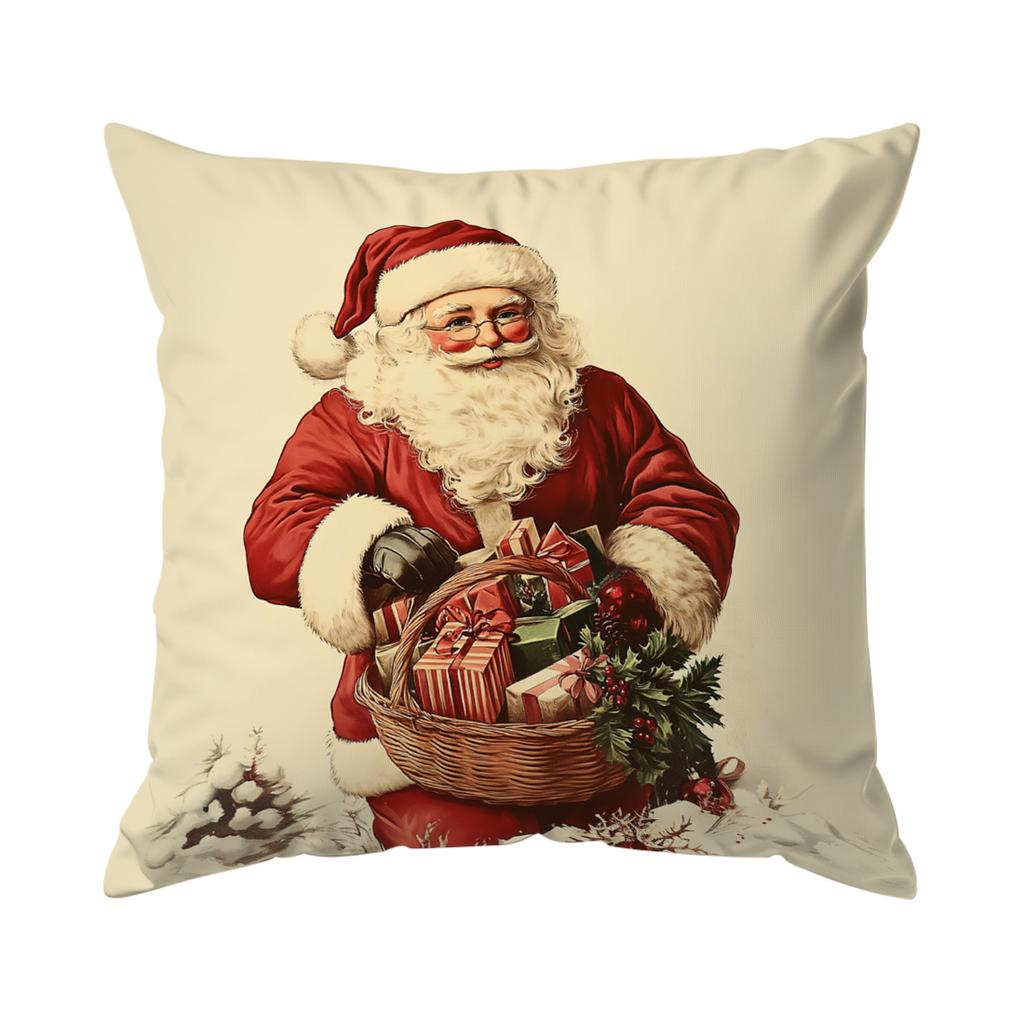 Vintage Style Christmas Pillowcase Printed Polyester 40/45/50cm Throw Pillowcover Decorative Sofa Cushion Pillowslip Home Decor
