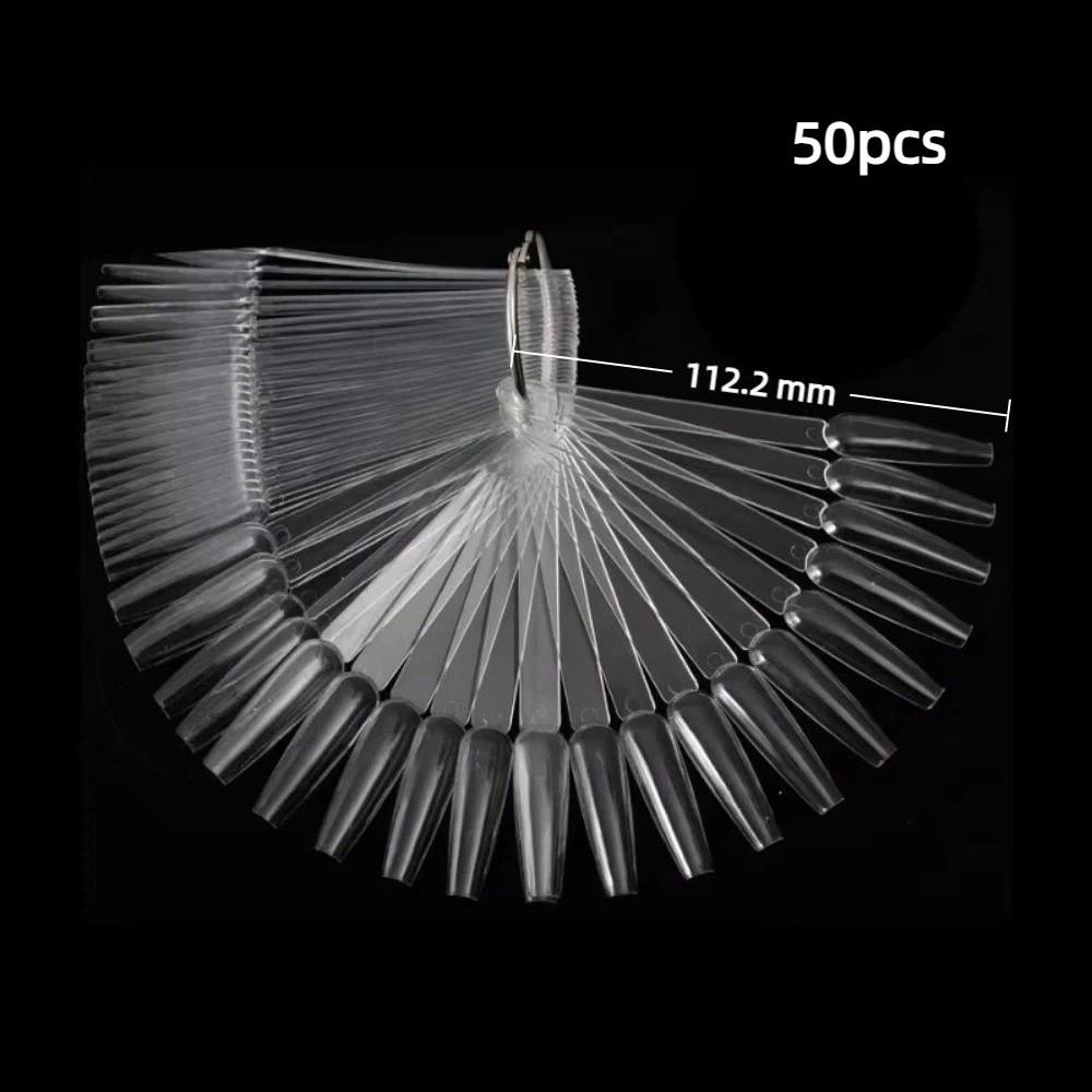 50pcs Fan-Shaped Nail Practice Display Tips Clear Nail Display Sticks Display Board