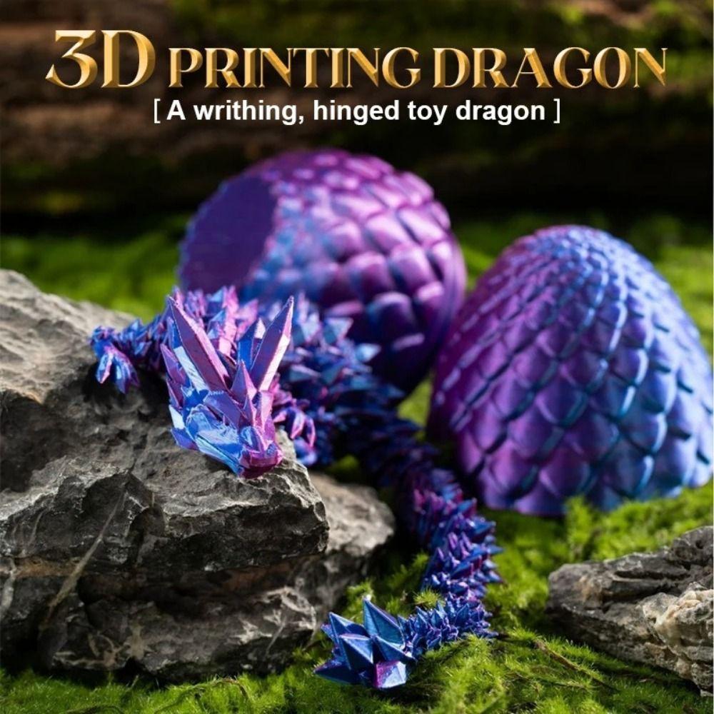 

3D Printed 3D Printed Dragon Dragon Egg 3D Articulated Dragon Toys Fish Tank жовтий