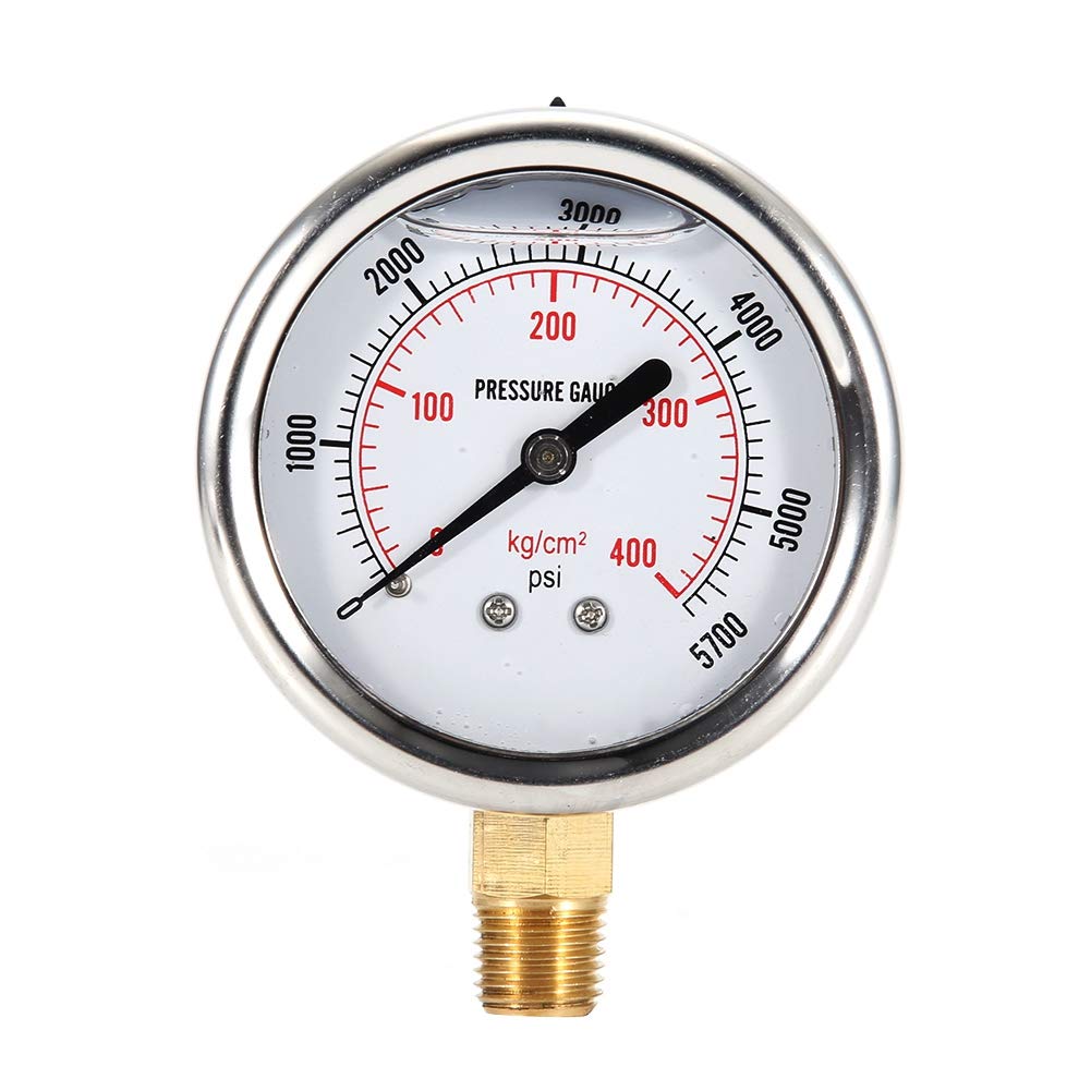 Gorgeri Hydraulic Fluid Filled Fuel Pressure Gauge 0-5000 PSI US Thread