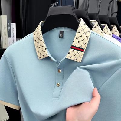 STORN High Quality Men's Short Sleeve Polo Shirt Light Luxury Business Style Comfort Casual Patchwork Neckline Fashion T-shirt