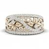 A Beautifully Carved Leaf-patterned Bohemian-style Fashion Piece KC Gold Women's Personalized Ring Inlaid with Sparkling Synthetic Zircon, Women's