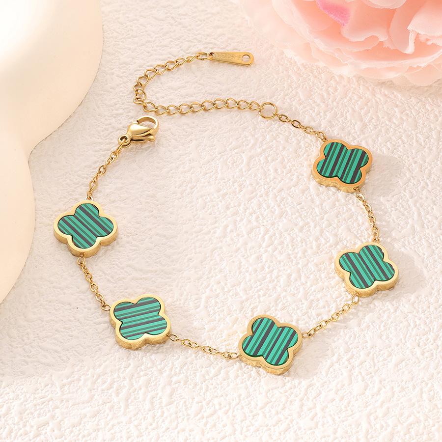 

Fashion New Four-leaf Clover Titanium Steel 18k Mother-of-pearl Bracelet Does Not Fade Women s Hand Jewelry