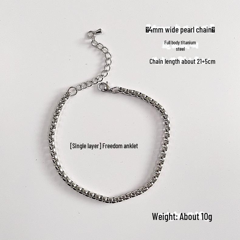 

Корейский браслет на ногу из титановой стали в стиле Харадзюку: Стиль хип-хоп, не выцветает, модный мужской аксессуар