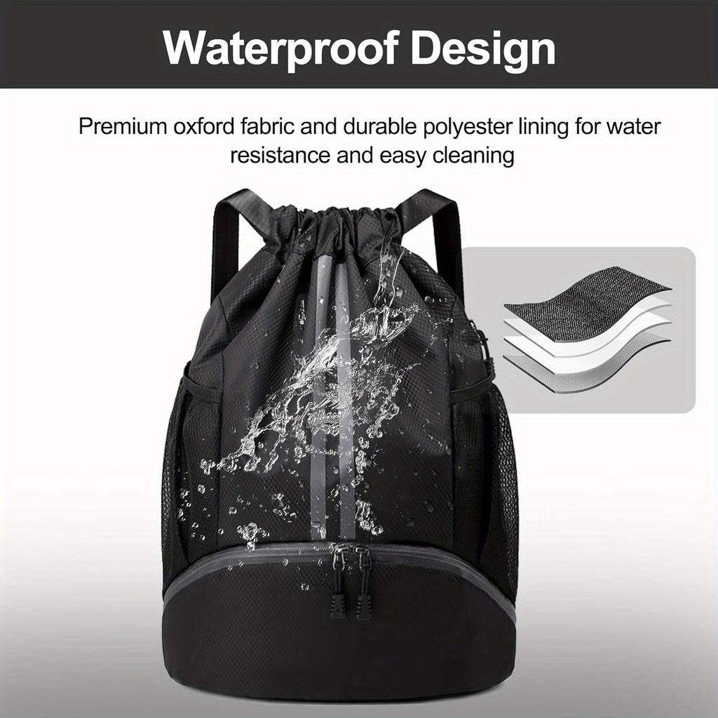 Sport-Rucksack mit Kordelzug und Schuhfach, nassfeste Tasche für Damen und Herren, große Kapazität, String-Sackpack für Schwimmen und Fitnessstudio