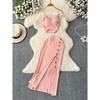 Fashion Suit Women's Summer Sexy Padded Strap Vest Two-Piece Set High Waist Slimming Slit Sheath Skirt