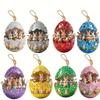 M-8Pcs Wooden Easter Egg Decorative Hanging Set 2D DIY Craft Easter Simulation Egg Decorative Artificial Egg Hanging Ornament