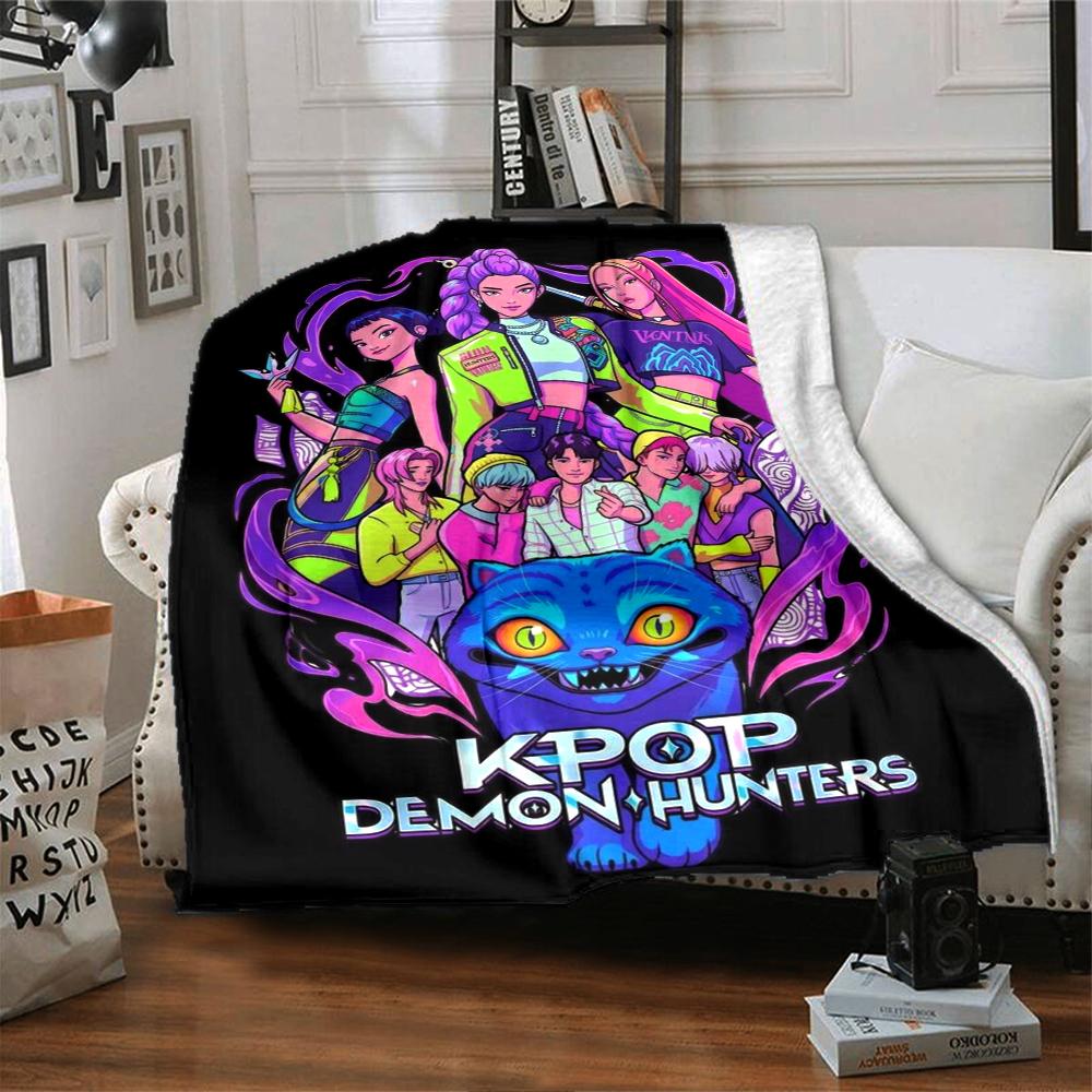 Kpop Demon Hunters Blanket Soft Throw Blanket For Home Bedroom Bed Sofa Travel Office Solid Christmas Blanket